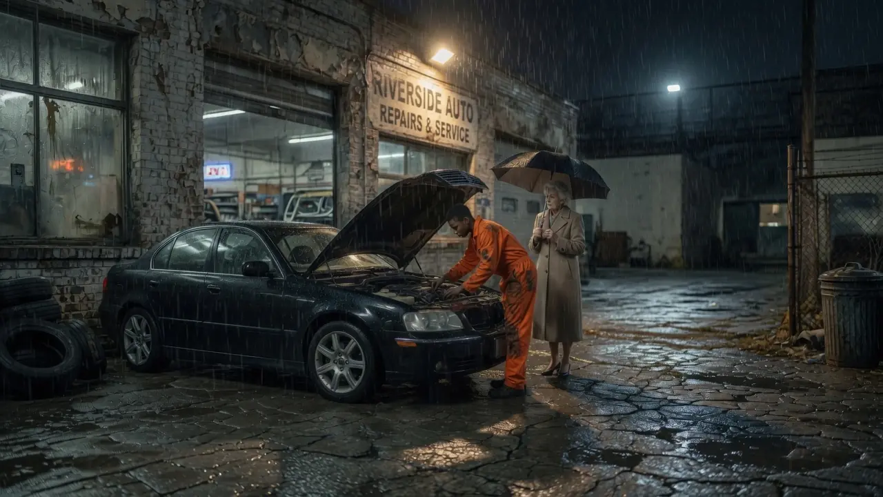 A Boy Helps Elderly Woman Fix Her Car One Rainy Night — Then She Wanted To Pay Him