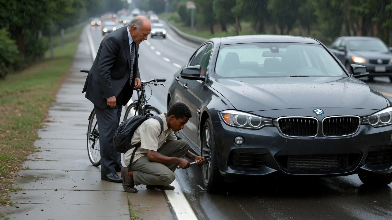 Poor Boy Helped a Billionaire Fix His Tire — Unaware Who He Was