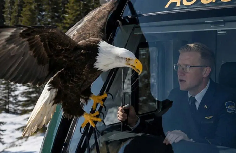A giant eagle suddenly attacked a train high in the mountains, landed on the windshield, and tried to smash it with its beak. The train driver tried to scare the bird away, but then made an emergency stop, and what happened next was truly terrifying…