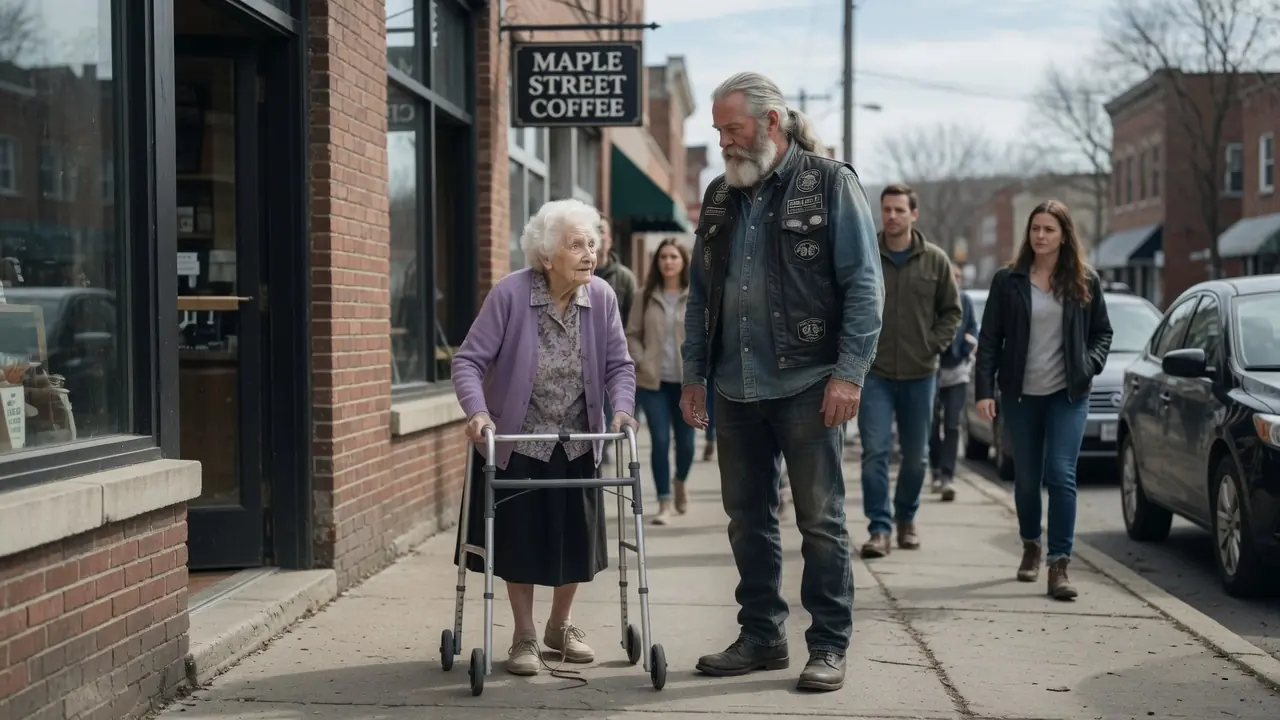 Limping 84-Year-Old Woman Asked Hells Angels: “Can You Tie My Shoes?” — Then Five Bikers Walked Her to the Bank
