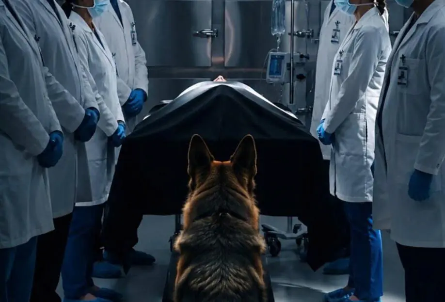The young officer had already been pronounced dead in the hospital room when his service dog suddenly jumped onto the bed. What happened next left everyone frozen in shock…