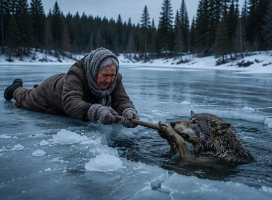 An old woman saved a wolf that was drowning in icy water, risking her own life, but she could never have imagined what a nightmare that act would become for her…