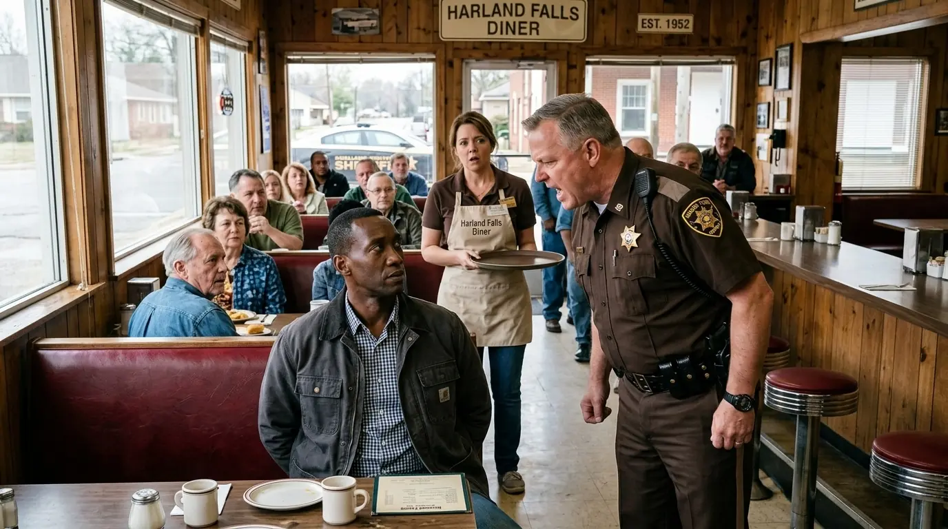"My Town, My Rules" Sheriff Cuffs Black Man in Diner — Waitress Sees His Badge and Drops Every Plate