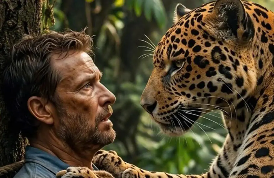 A jaguar found a man whom poachers had tied to a tree deep in the jungle and left alone: but what the predator did left him in complete shock