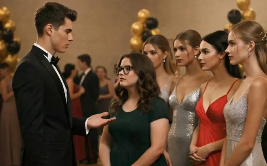 The most handsome boy in school invited his plus-size classmate to a slow dance, hoping to make fun of her, but the moment they stepped into the center of the dance floor, the entire hall froze in shock at what happened