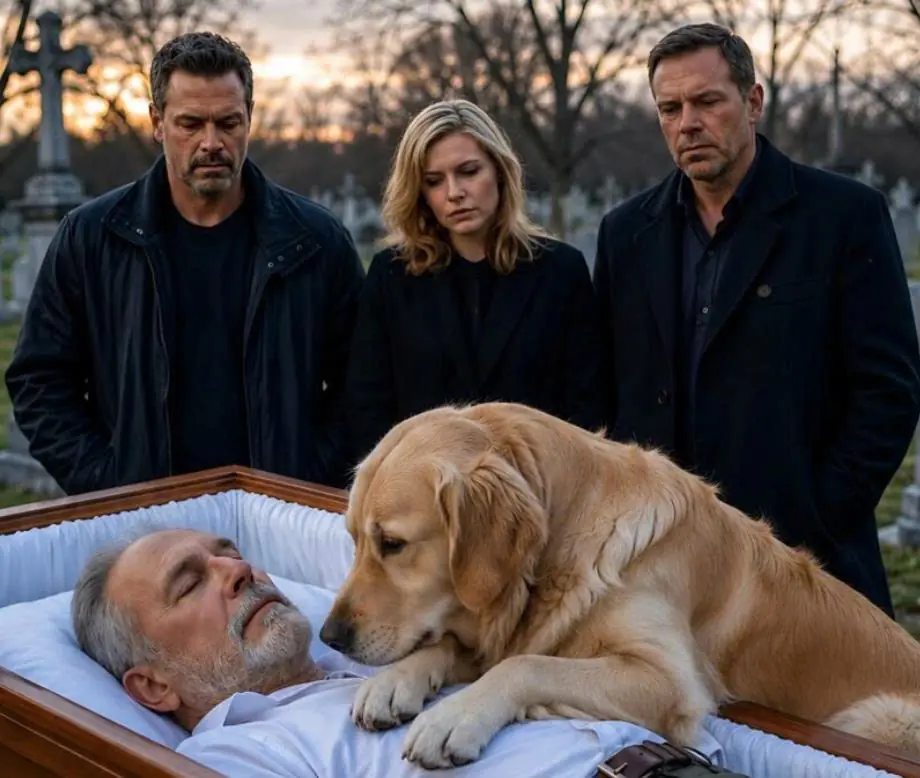 **At an Old Hunter’s Funeral, His Dog Barked Furiously at the Priest—Moments Later, the Family Discovered a Terrifying Reason**