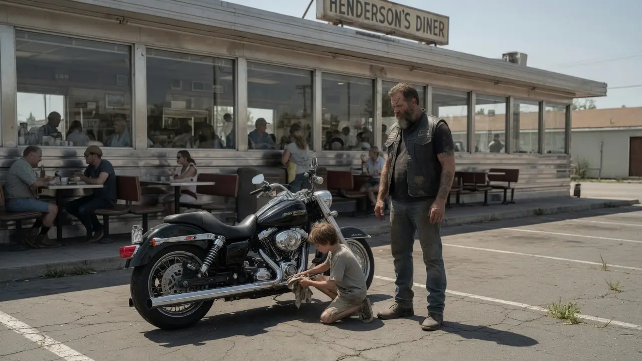 A Hungry Boy Cleaned a Biker’s Harley for $1 — Next Day, 140 Hells Angels Surprised Him