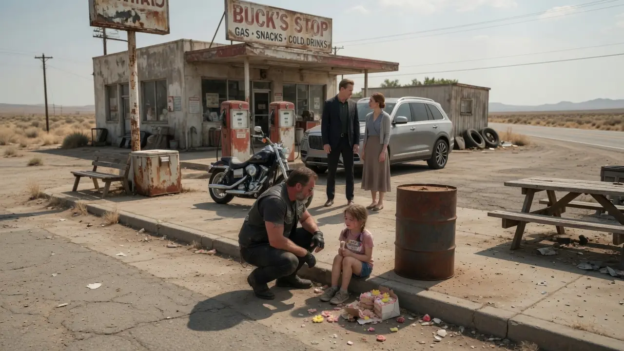 The Biker Saw A Little Girl Crying At A Gas Station — Then He Learned Her Father Had Thrown Away Her Birthday Cake