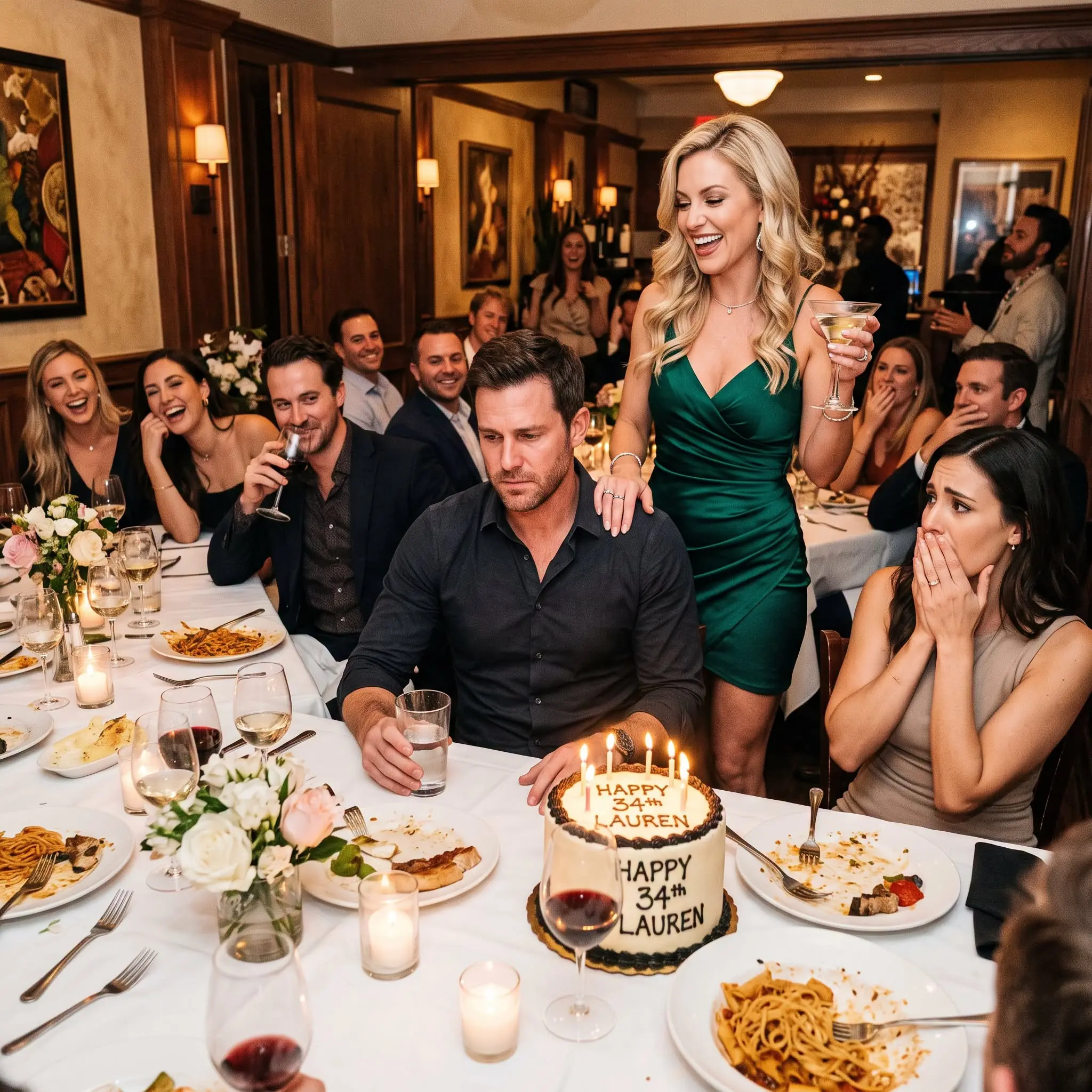 Lauren raised her glass and laughed, “He pays my rent, buys my gifts, and still thinks I love him.” Her friends burst out laughing while I sat there in front of the cake I had paid for. Then she smirked and said, “You’ll come crawling back anyway.