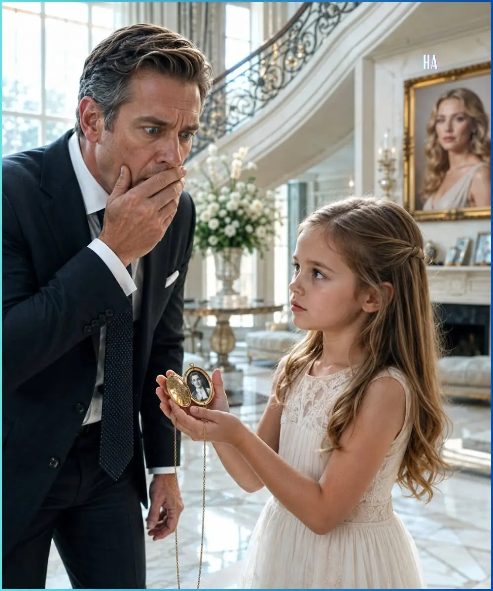 The billionaire went pale when the girl opened his dead wife’s necklace and revealed the photo that should not exist