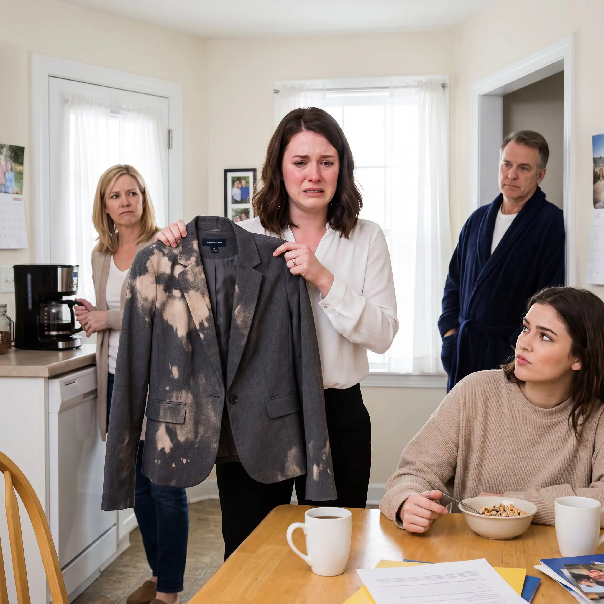 “My sister poured bleach on my only blazer the morning of my Yale interview.” My mother looked at the stains and said, “Stop being dramatic. It’s just a jacket.” So I wore it anyway—and the dean’s first words changed everything.