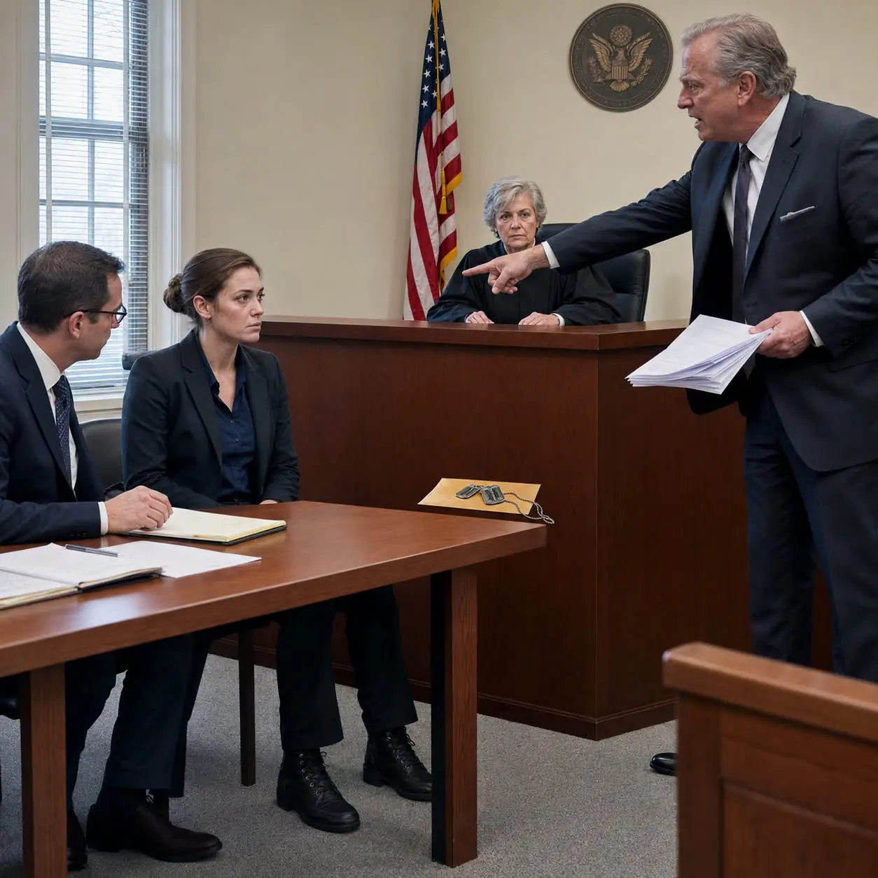 My father stood in court and said, “She forged every medal. My daughter is a fraud.” I stayed silent while he tried to erase eleven years of my military service. Then the judge reached under the bench and placed my old dog tags on the record.