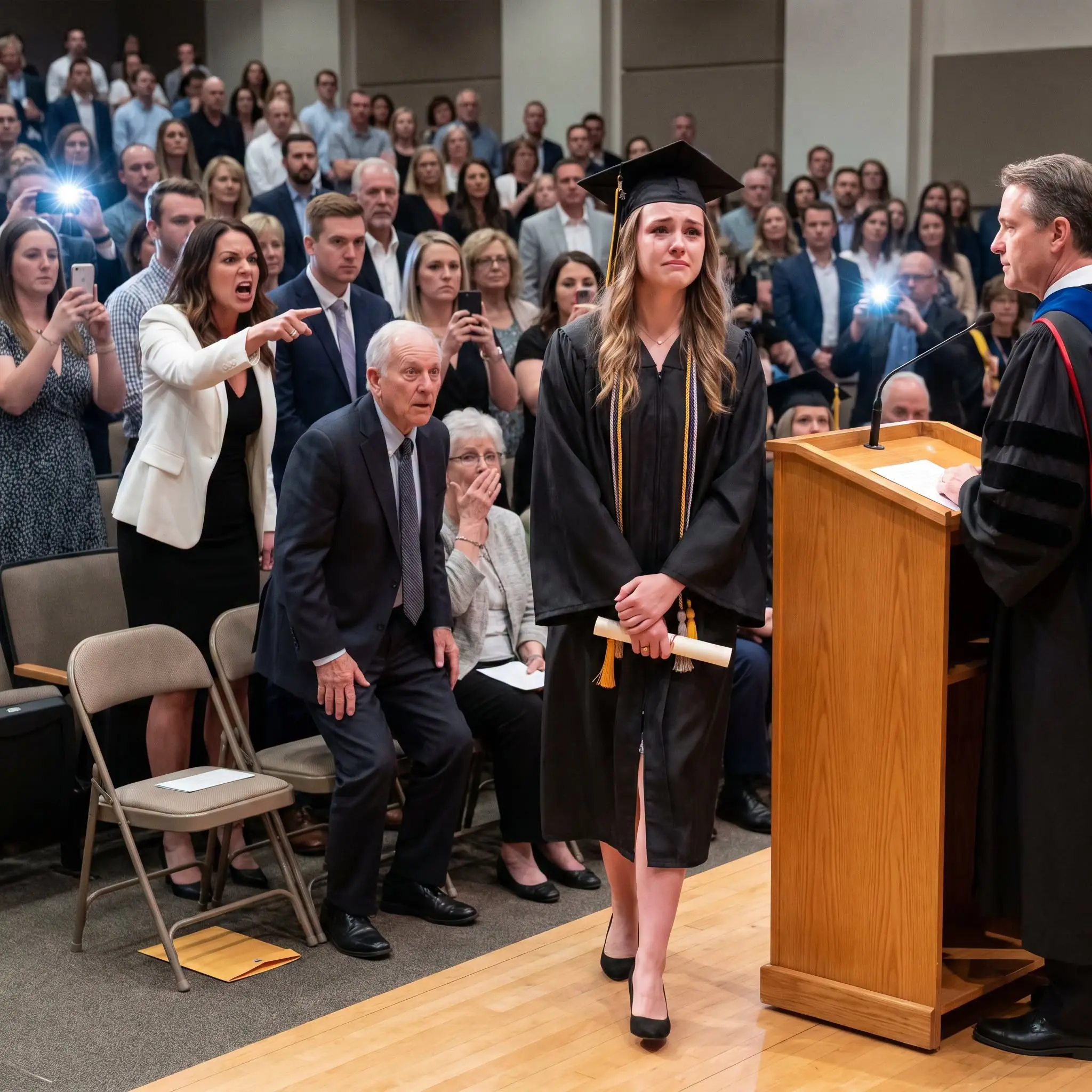 “She doesn’t deserve that diploma!” my sister shouted in front of my parents, professors, and hundreds of strangers. I looked at the dean, accepted my degree, and whispered, “Envelope A19.” That was the moment her perfect public attack started c
