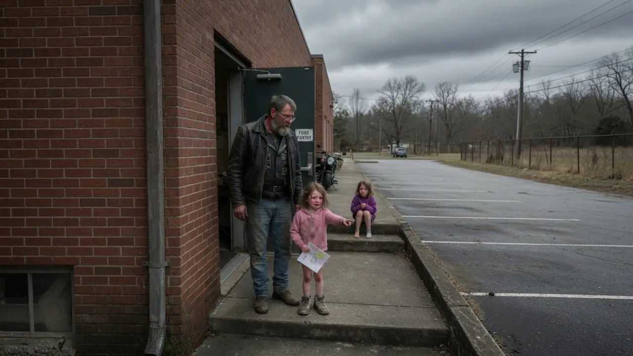 "Help Us Were Hungre" — Twin Girls' Crayon Note To A Biker — What He Found At That House Is Shocking