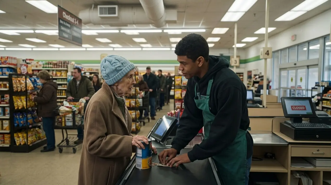 An 18-Year-Old Cashier Helped an Old Widow With 85 Cents — Then the Whole Store Changed