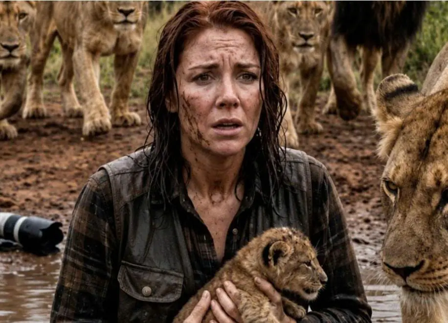 A woman pulled a drowning lion cub from a raging river, but just seconds later she found herself surrounded by an entire pride of lions. She was certain it was the end—until something happened that no one could have imagined…