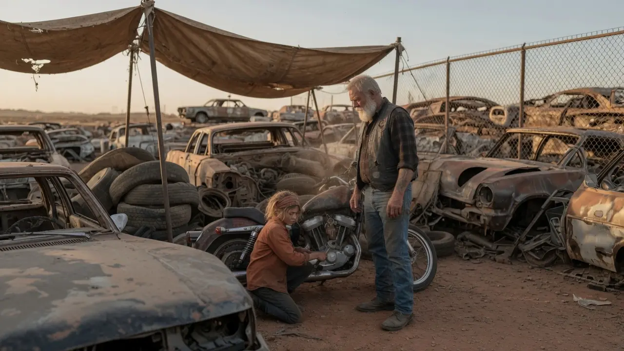 Junkyard Girl Found A Broken Motorcycle Belonging To An Old Hells Angel Biker