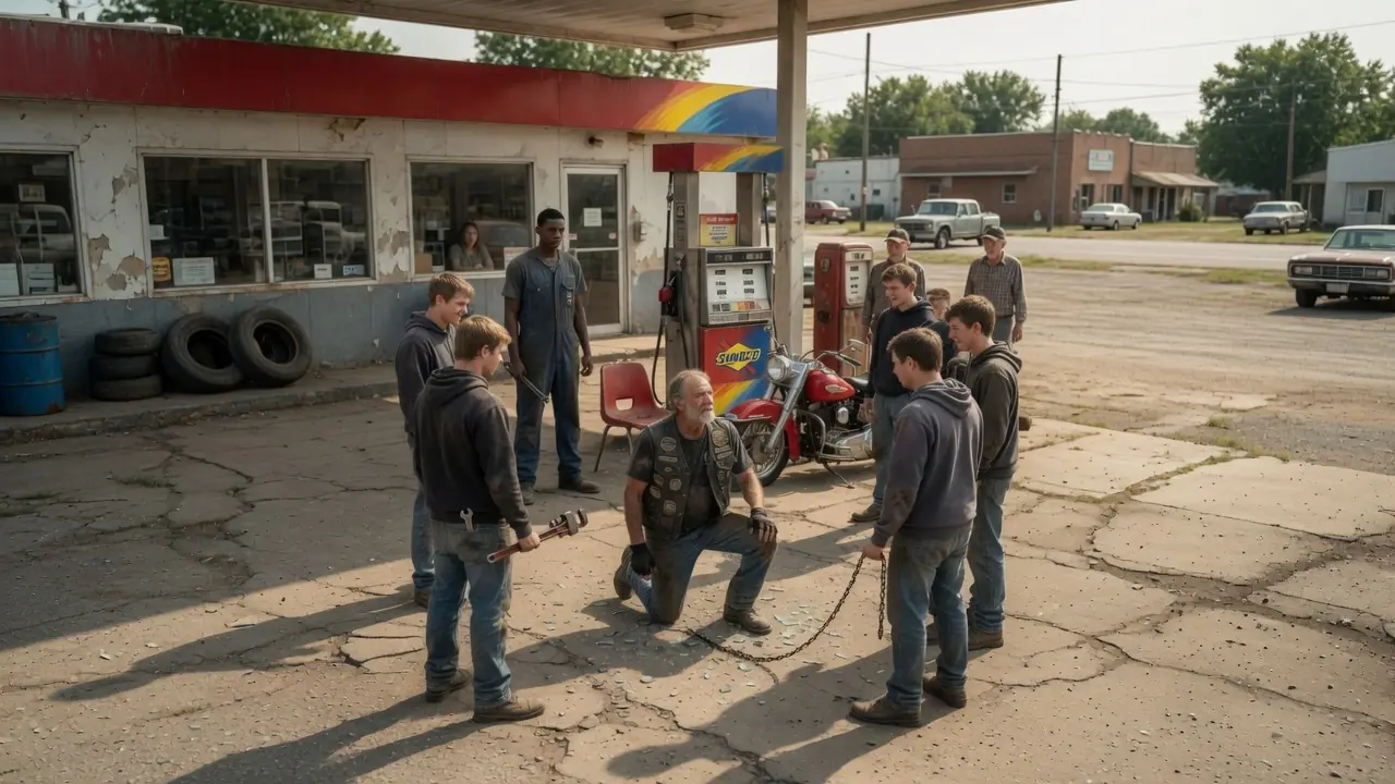 Six Men Surrounded an Old Biker — Then They Challenged the Wrong Black Mechanic
