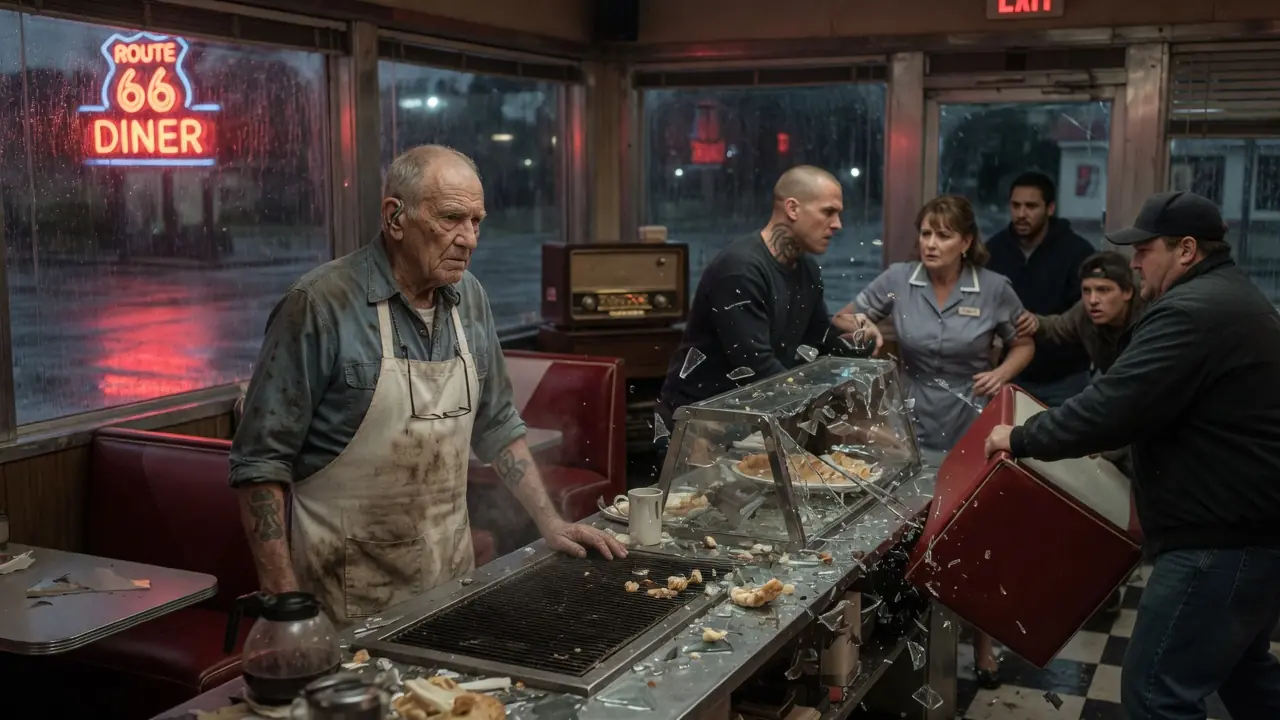 They Smashed His Diner At Midnight — Then The Old Owner Stopped Moving