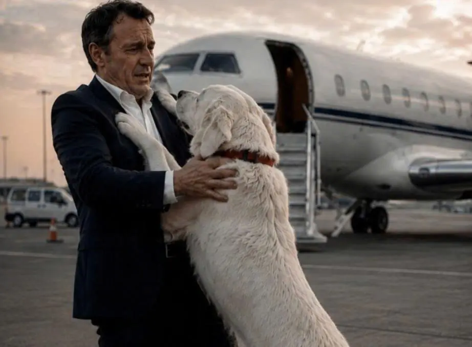 As the billionaire was about to board his private jet for a crucial meeting with business partners, his dog suddenly began barking frantically. One minute later, everyone understood why.