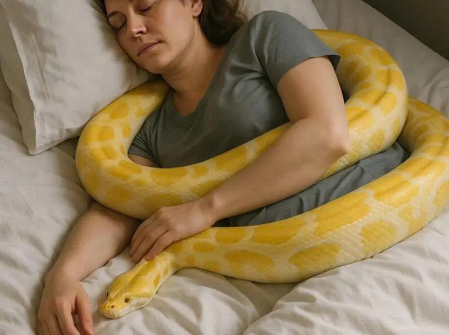 A young woman kept a giant python as a pet, but when it suddenly stopped eating and wrapped itself around her waist, she discovered something terrifying.
