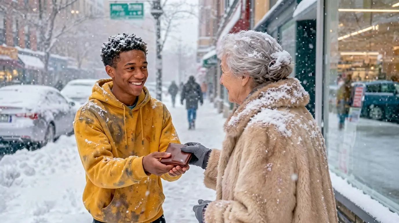Kind Young Man Returns a Wallet to an Old Lady — Never Knowing She’s a Billionaire
