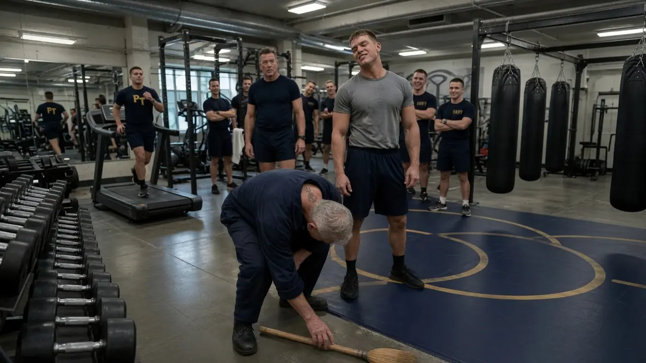 Just a Quiet Veteran Janitor at the SEAL Gym — Until the Commander Spotted the Tattoo on His Neck