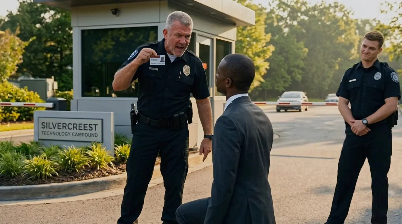 Security Blocks a Man at Gate for 'Looking Suspicious' — Faces Go White When They See His ID