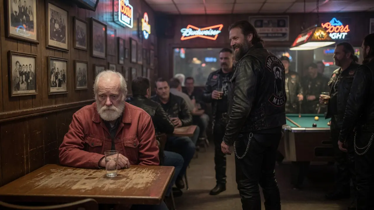 The Biker Took An Old Man’s Table — Then A Man In Uniform Walked In