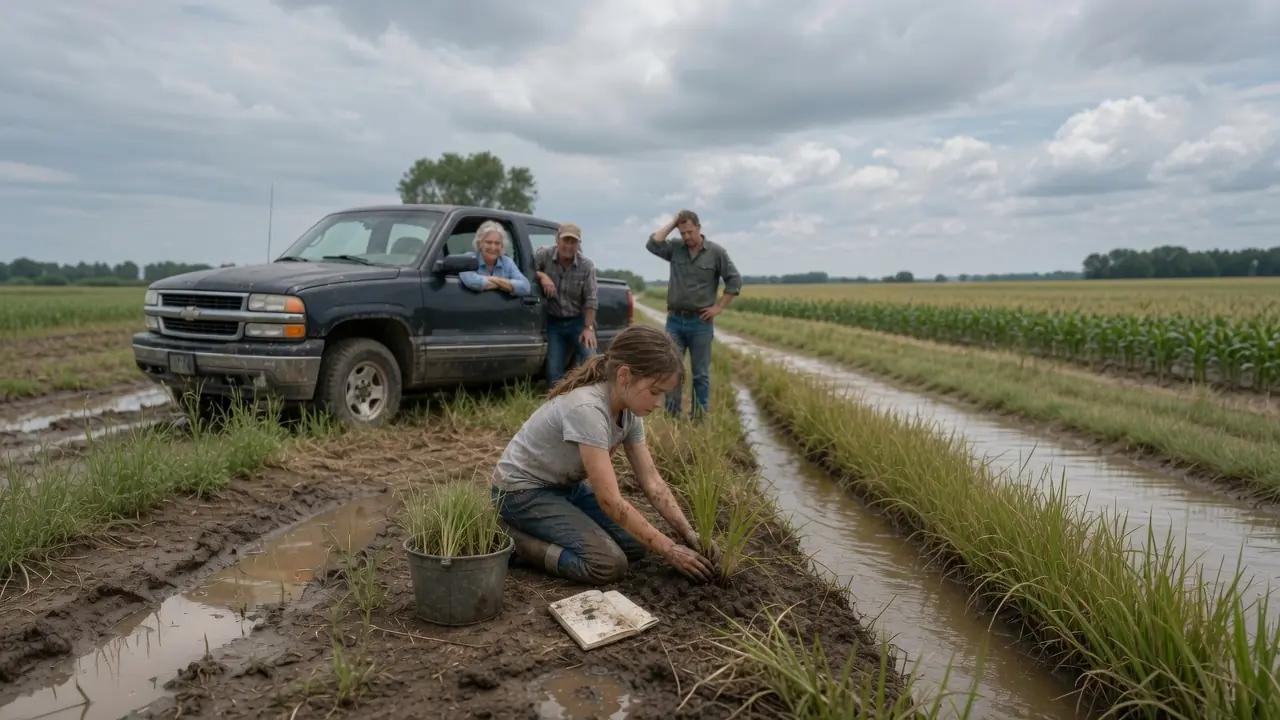 They Thought the Little Girl Planted Tall Grass Along the Ditch for Beauty — Until the Flood Came