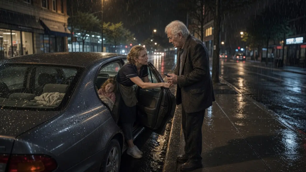 "Get In, Let Me Take Your Home"  — Single Mom Helps an Old Man Walk in the Rain