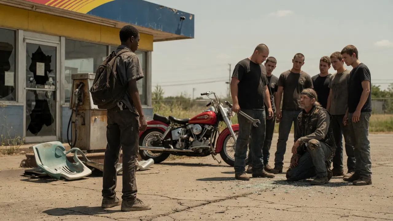 Six Men Cornered An Old Biker — Then A Young Mechanic Picked Up A Chain