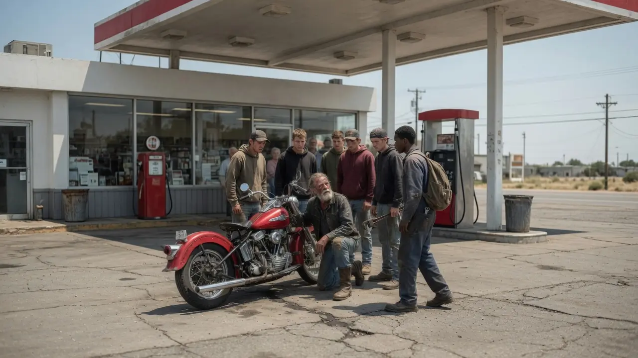 Six bullies Cornered an Old Man at a Gas Station — Then They Threatened the Wrong Young Mechanic