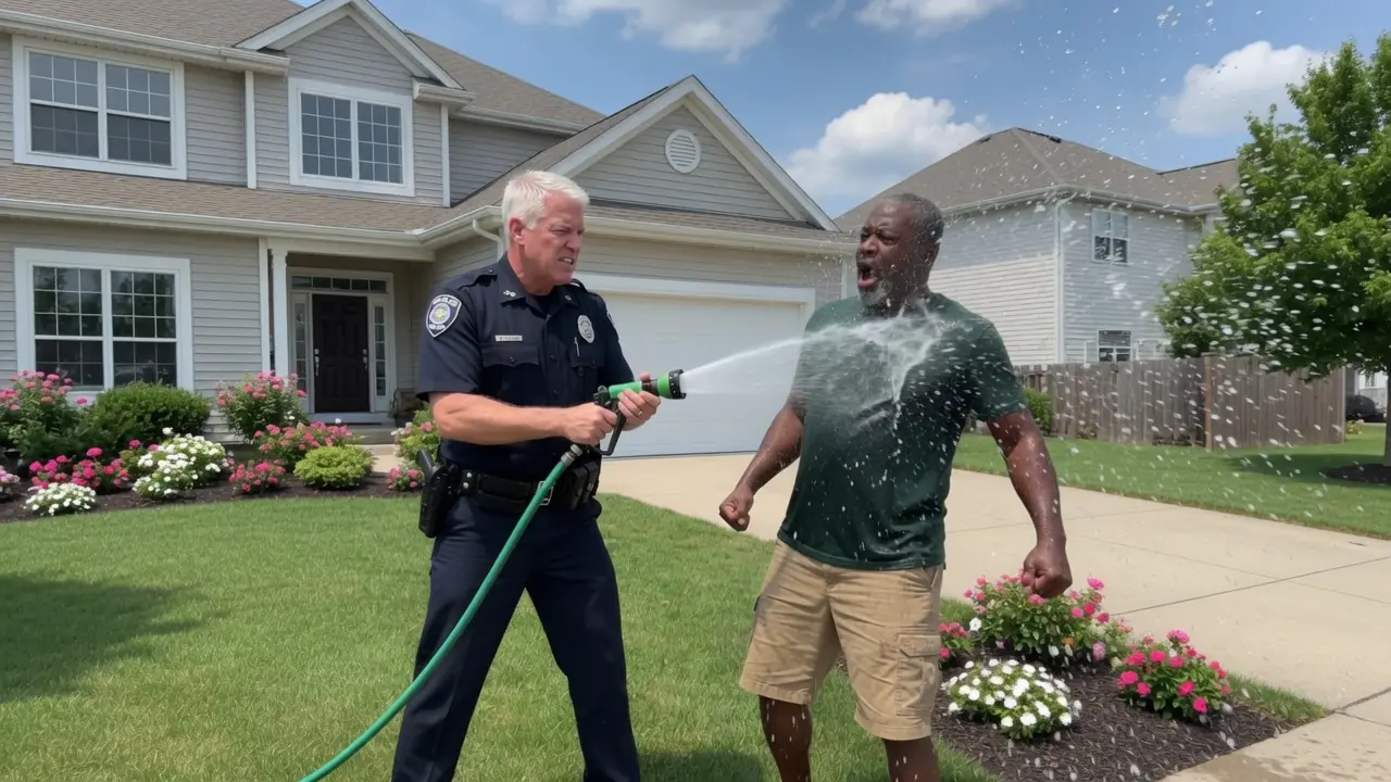 Police Officer Blasts Homeowner With Hose - Then FBI SUVs Arrive