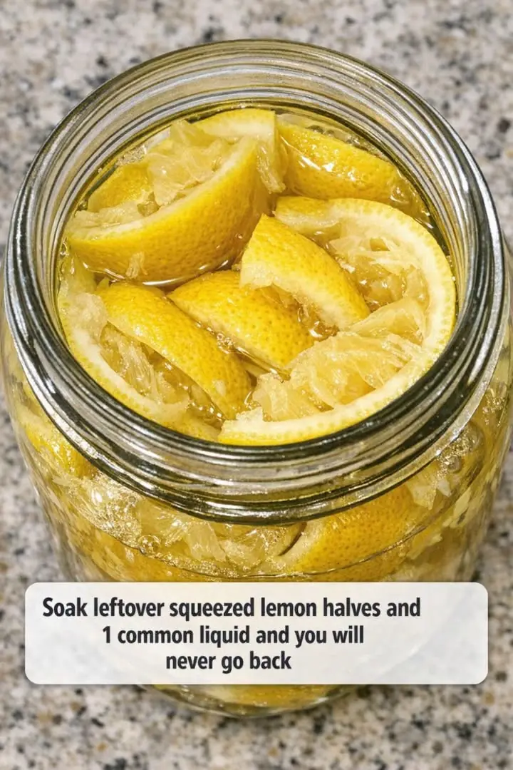 Soak leftover squeezed lemon halves and 1 common liquid and you will never go back