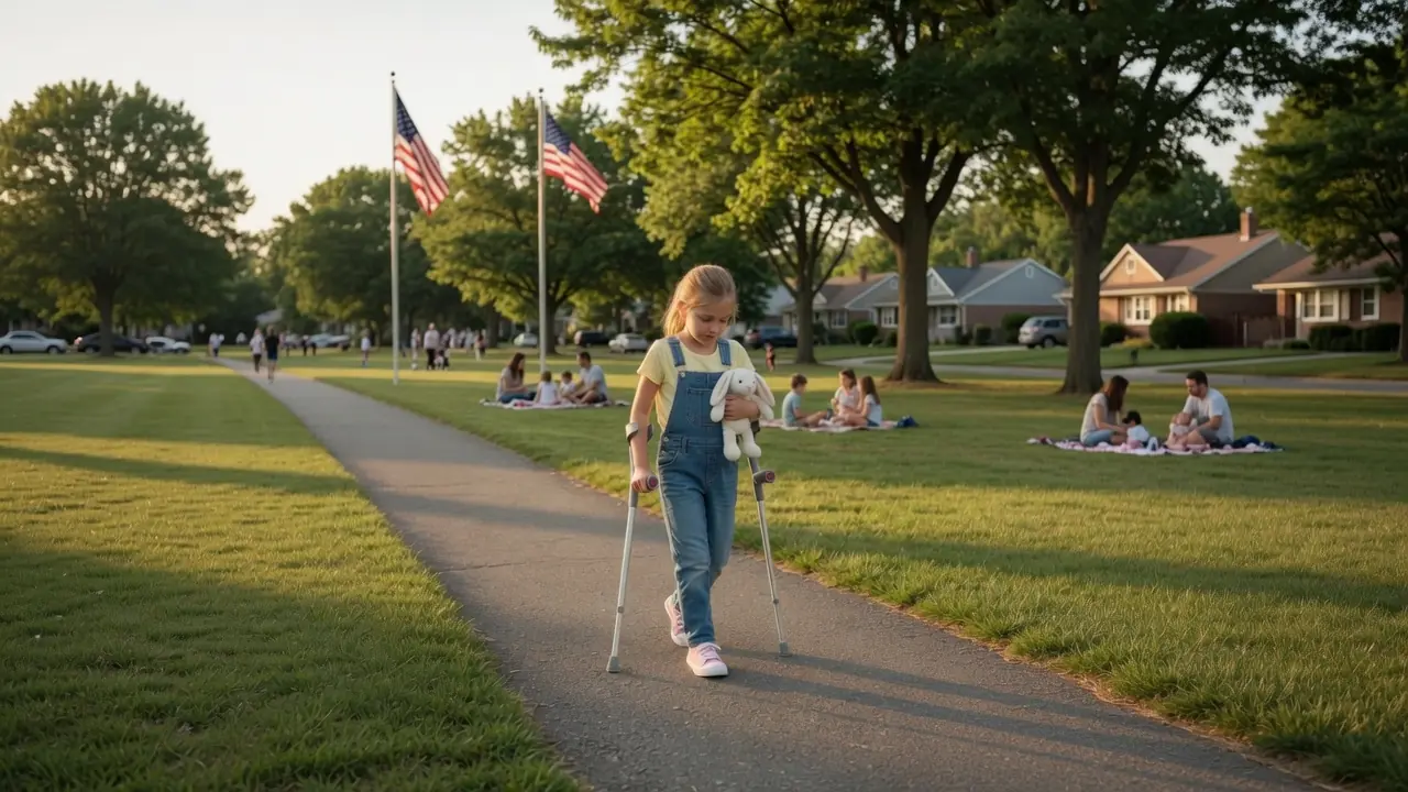 They Mocked The Little Girl’s Crutches — Until The Biker’s War Past Silenced The Whole Park