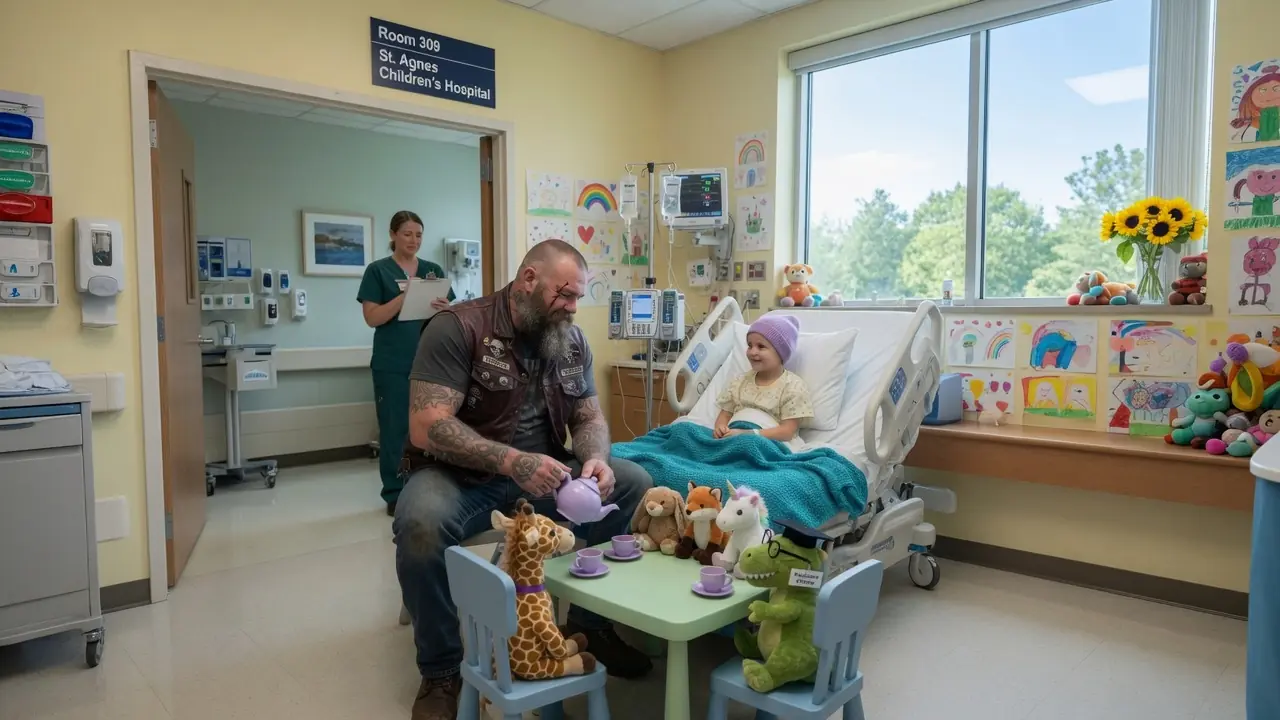 The Biker Wasn’t Her Father — But He Poured Tea Until The Whole Ward Understood Why