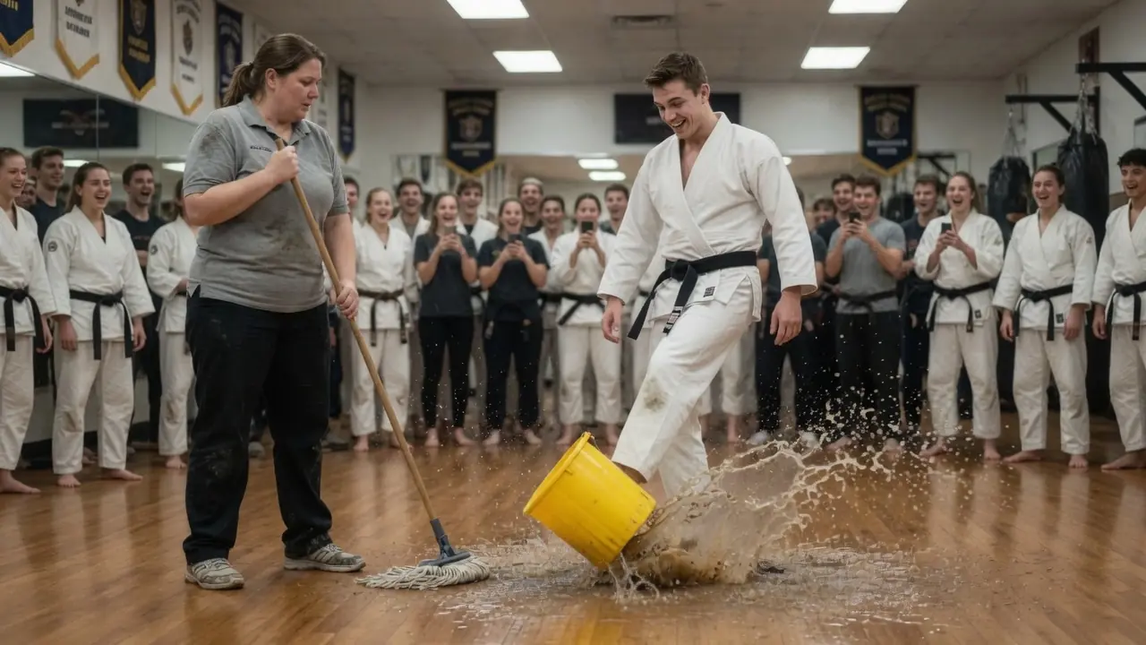 The Arrogant Black Belt Humiliated the Dojo Janitor — Moments Later, Someone Entered and Said Her Name
