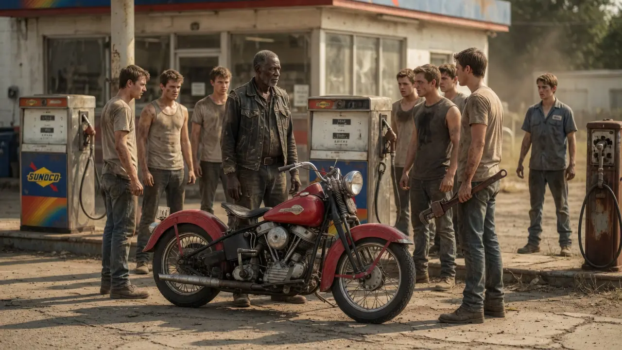 Six Men Dropped An Old Biker At A Gas Station — Then A Young Mechanic Turned The Corner