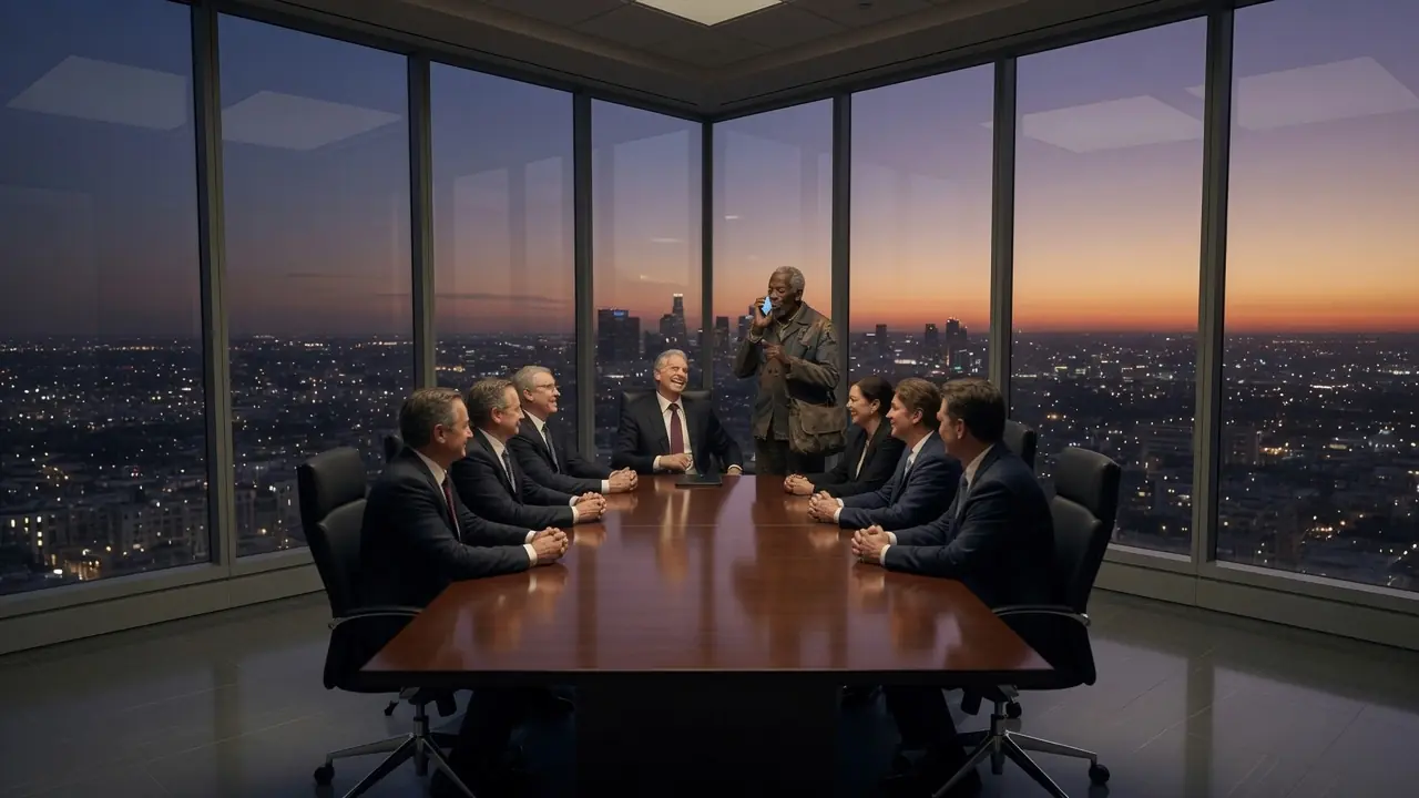 A Billionaire Humiliated a Homeless Elder in the Boardroom — Seconds Later, the Phone Changed Everything
