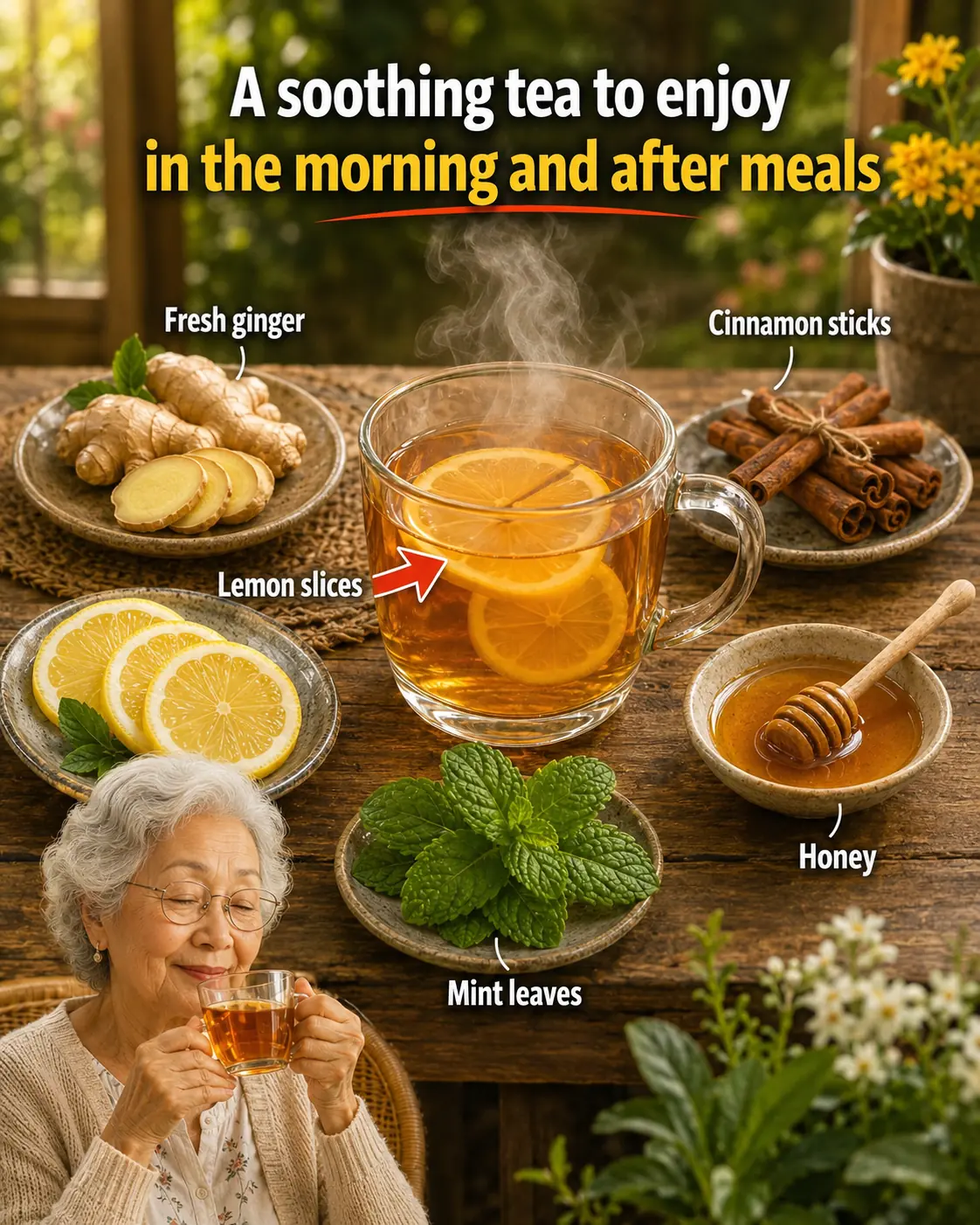 The Best Herbal Tea Recipe for Mornings and After Dinner: Ginger, Turmeric, Onion, Garlic, Cinnamon & Guava Leaves