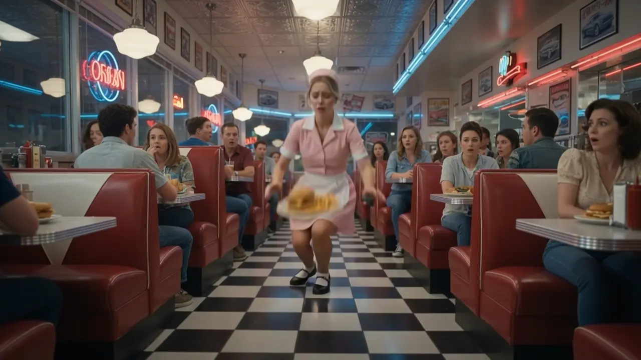Everyone Laughed When The Waitress Fell — Then The Biker President Knelt Down And Changed The Whole Diner