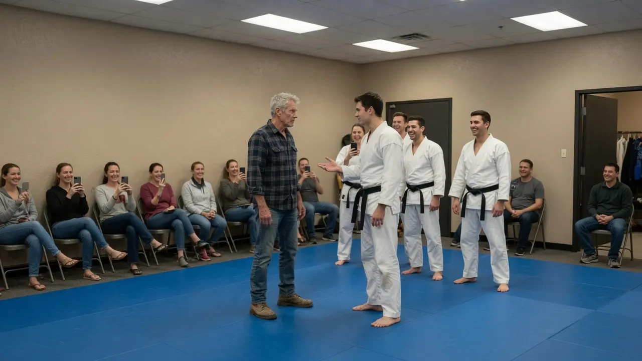 Black Belts Invited a Quiet Old Man Onto the Mat as a Joke — Then He Removed His Worn Jacket and Said, “Only One of You Steps Forward.”