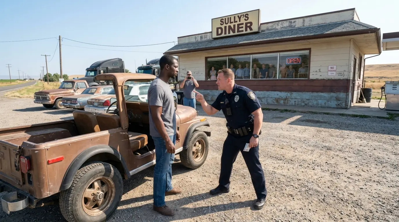 Cop Slammed a Man Outside a Diner For Stealing His Own Jeep — Then 12 Strangers Rose From Their Seats