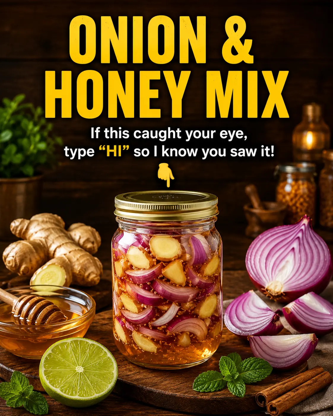 Grated Ginger, Red Onion, Garlic, Lemon Juice & Honey: A Simple Homemade Wellness Blend Many People Enjoy Daily