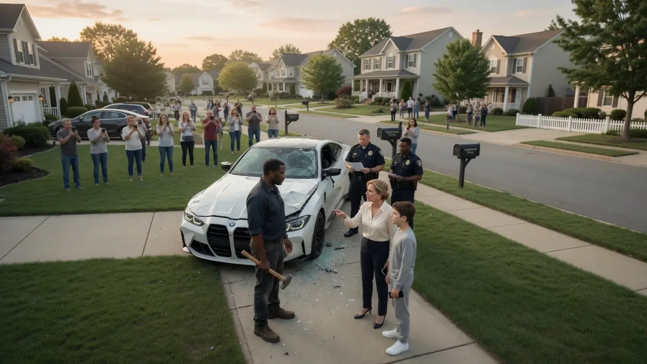 Racist HOA Karen’s Son Kept Parking his BMW M4 in Black Man’s Driveway—Then smashed it to Pieces