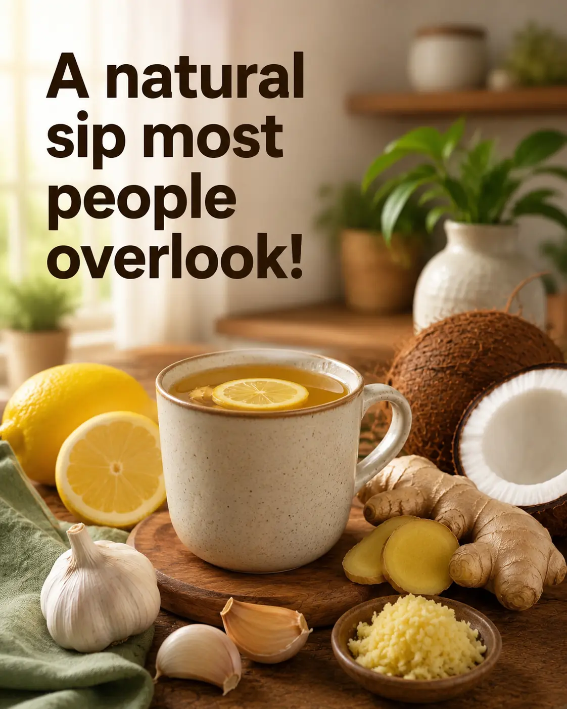 🥥🧄🌱 Coconut Water, Garlic & Ginger Blend: A Traditional Tonic to Support Everyday Vitality (Enjoy in Moderation)