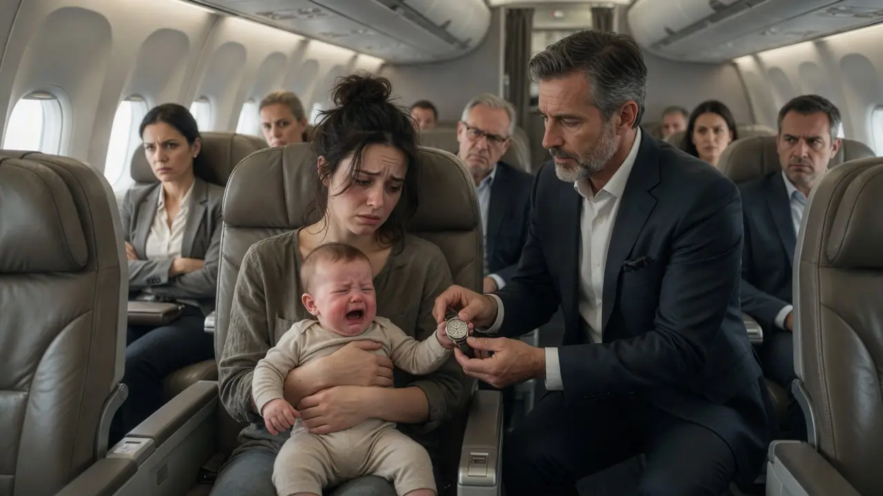 The Baby Wouldn't Stop Crying on the Flight... Then the Millionaire Quietly Took Off His Watch—And the Entire Cabin Fell Silent