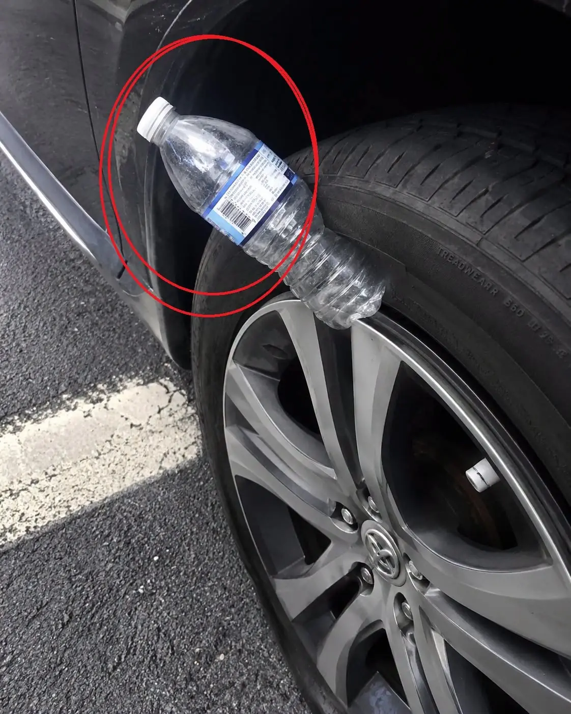 If You See a Plastic Bottle on Your Tire, This Is What It Might Mean