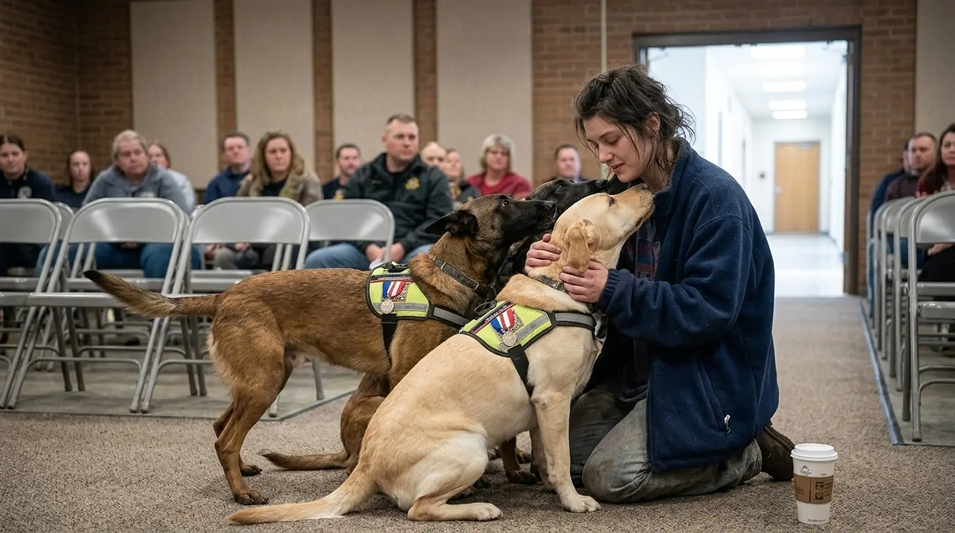 Nobody Noticed the Young Woman at the K9 Ceremony — Until 4 Search-and-Rescue Dogs Ran Toward Her